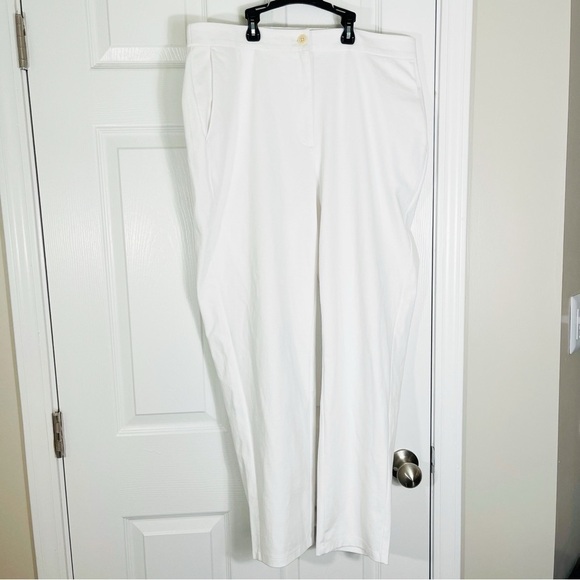 EILEEN FISHER White Organic Cotton Elastic Waist Knit Pants - LARGE - Picture 2 of 10